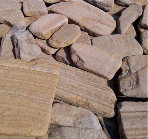 Kamenclub.ru: Песчаник пластушка галтованный желтый с рисунком (3 см)  купить в Улан-Уде плитняк - пластушка желтый песчаник 21000 руб/м3   фото КАМЕНЬ КЛУБ