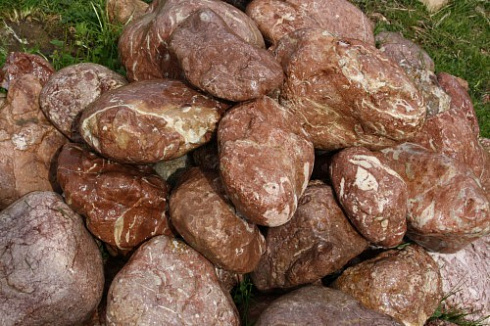 Kamenclub.ru: Розовый валунчик фр.100-300 мм.  купить в Улан-Уде крупный природный камень розовый, серый молочный красный речной галечник природный 7850 руб/т   фото КАМЕНЬ КЛУБ