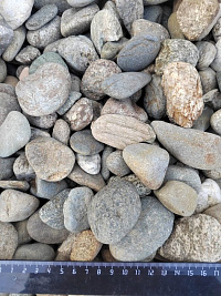 Kamenclub.ru: Галька речная окат (пестрая) фр. 20-40 мм. купить  в Улан-Уде галька речная пестрая, серая, серые оттенки галька речная окатанная округлая 5000 руб/т   фото КАМЕНЬ КЛУБ