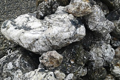 Kamenclub.ru: Черный гранит - кварцит фр. 100-500 мм.  купить в Улан-Уде мрамор гранит черный с белыми прожилками, серый, белый валун скальный колотый 7000 руб/т   фото КАМЕНЬ КЛУБ