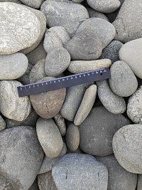 Kamenclub.ru: Галька речная плоская (серо-белая) фр. 70-120 мм. купить в Улан-Уде галька галечник речной серый, белый окатанная плоская  природная галька 9000 руб/т   фото КАМЕНЬ КЛУБ