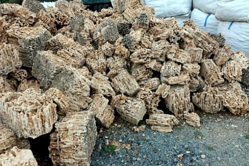 Kamenclub.ru: Крымский природный меотис фр. 100-500 мм.  купить в Улан-Уде меотис бежевый рыжий молочный желтый ракушечник 4 500 руб/т   фото КАМЕНЬ КЛУБ