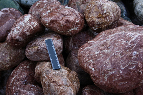 Kamenclub.ru: Розовый валунчик фр.100-300 мм.  купить в Улан-Уде крупный природный камень розовый, серый молочный красный речной галечник природный 7850 руб/т   фото КАМЕНЬ КЛУБ