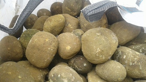 Kamenclub.ru: Песчаник ядра, фр. 100-300 мм  купить в Улан-Уде песчаник бежевый серый рыжий речная галька 5 000 руб/т   фото КАМЕНЬ КЛУБ