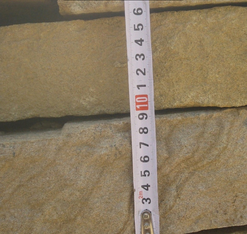 Kamenclub.ru: Песчаник пластушка желтый с рисунком (7-15 см)  купить в Улан-Уде плитняк - пластушка - бут желтый песчаник 10200 руб/м3   фото КАМЕНЬ КЛУБ