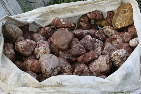 Kamenclub.ru: Розовый валунчик фр.100-300 мм.  купить в Улан-Уде крупный природный камень розовый, серый молочный красный речной галечник природный 7850 руб/т   фото КАМЕНЬ КЛУБ